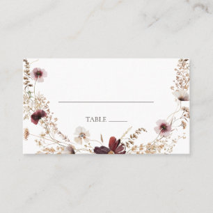 Koper Burgundy Wildflower Flat Wedding Place Card Plaatskaartje