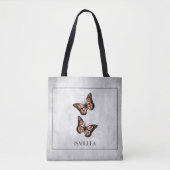 Koper Butterfly Floral Personalized Canvas tas (Voorkant)