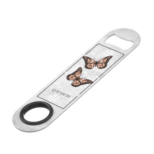 Koper Butterfly Floral Specialized Bar Key Speed Flessenopener (Voorkant Gekanteld)