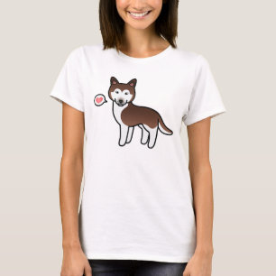 Koper Cartoon Siberische Husky Liefde T-shirt