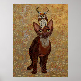 KOPER CAT EN ANTLER OWL POSTER