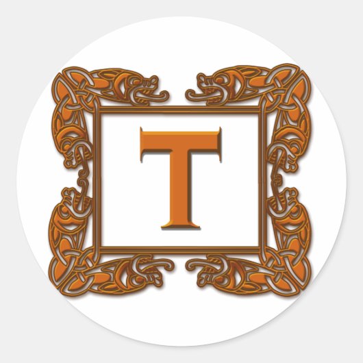 Koper Celtic Monogram Sticker Envelope Seal (Voorkant)