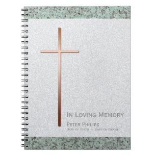 Koper Cross Stone 2 Funeral Memorial Guest Book Notitieboek