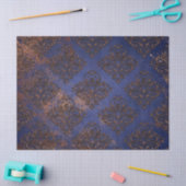Koper Damask op Paarse Blauwe Decoupage Tissuepapier (Craft)