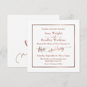 Koper elegant script & bewerkbaar wit   Weddenscha Kaart