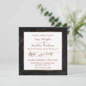 Koper Elegant Script w / Zwart Marmer | Bruiloft Kaart (Staand voorkant)