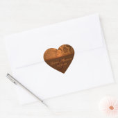 Koper en Bruin Damask Heart Shaped Sticker (Envelop)