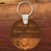 Koper en bruine Damask Wedding Favor Sleutelhanger (Voorkant)
