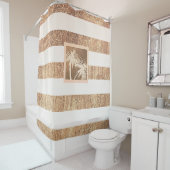 Koper- en crèmepalmbomen met handpalmen douchegordijn (In situ)