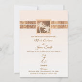 Koper- en crèmepalmbomen met moderne bruiloft kaart (Voorkant)