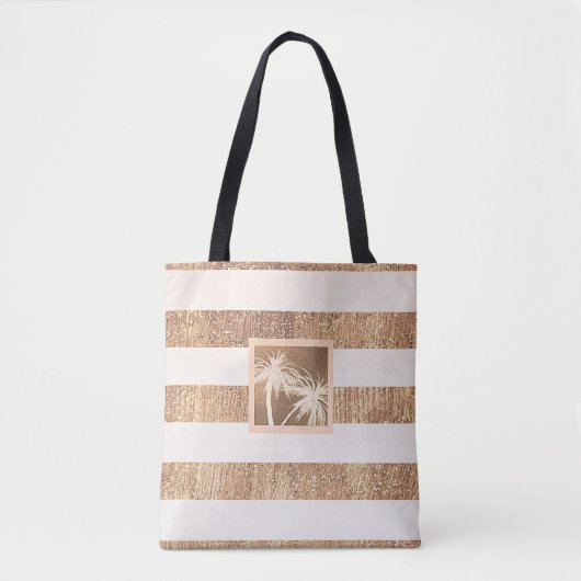Koper- en crèmepalmbomen Moderne afbeelding Tote Bag (Voorkant)