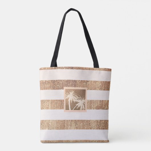 Koper- en crèmepalmbomen Moderne afbeelding Tote Bag (Achterkant)