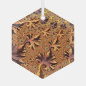 Koper en goudherfst gekleurde bladeren Fractal Art Glas Ornament (Voorkant)