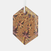 Koper en goudherfst gekleurde bladeren Fractal Art Glas Ornament (Voorkant links)