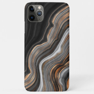 Koper en goudzegens op zwarte marmer iPhone 11 pro max hoesje