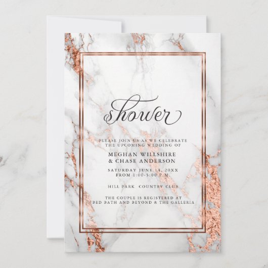 Koper en marmer Wedding Bold Elegance Kaart (Voorkant)