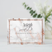 Koper en marmer Wedding Bold Elegance RSVP Kaartje (Staand voorkant)