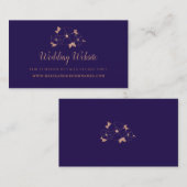 Koper en middernacht blauwe bloemenbruiloft websit visitekaartje (Voorkant / Achterkant)