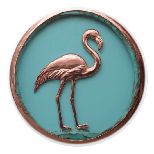Koper en turquois flamingo keramische knop (Voorkant)