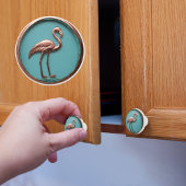 Koper en turquois flamingo keramische knop