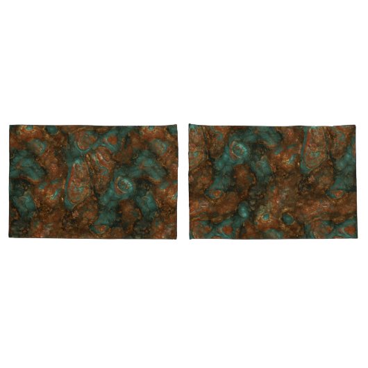 Koper en Turquoise Stone Abstract Kussensloop (Achterkant-Set)