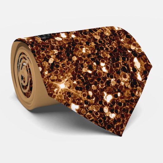 Koper en zwarte glitter stropdas (Opgerold)