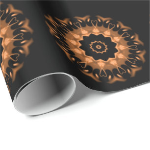 Koper en Zwarte Mandala Patroon 4 Cadeaupapier