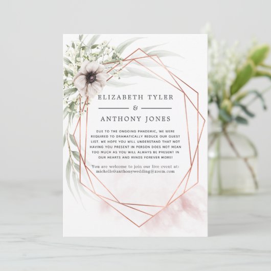 Koper Eucalyptus Geometric Reduced Guest List Aankondiging (Staand voorkant)