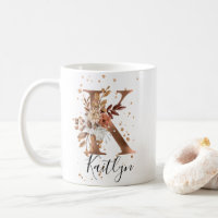 Koper Floral Letter K Monogram Coffee Mok