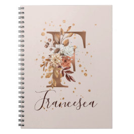 Koper Floral Monogram Letter F Herfst Flowers Notitieboek