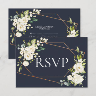 Koper Geometric Blue White Floral No Menu RSVP