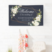 Koper Geometric Blue White Floral Wedding Spandoek (Insitu)