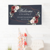 Koper Geometric Burgundy Blue Elegant Wedding Spandoek (Insitu)