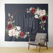 Koper Geometrisch Bourgondië Navyblauw Bruiloft Wandkleed (In Situ (horizontaal))