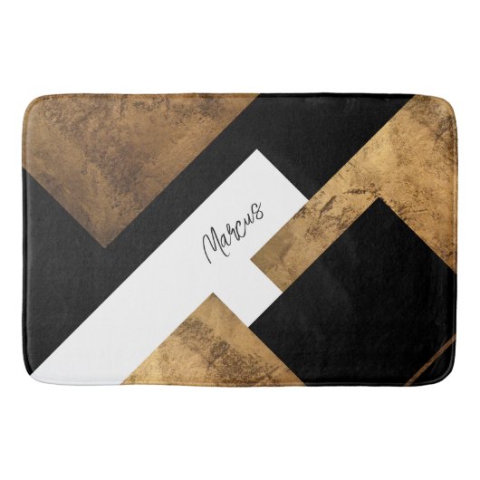 Koper Geometrisch Chic Monogram Badmat (Voorkant)