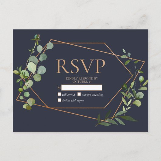 Koper Geometrisch Eucalyptus Blauw Geen Menu RSVP (Voorkant)