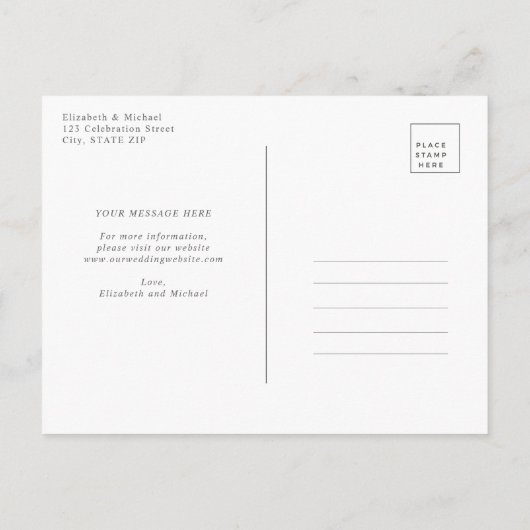 Koper Geometrisch Marmer Roze Bloemendelay Datum Aankondigingskaart (Achterkant)