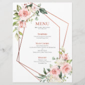 Koper Geometrisch Perzik Roze Bloemen Menu (Voorkant)