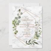 Koper Geometrische Eucalyptus Foto slaat de datum  Save The Date (Voorkant)