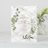 Koper Geometrische Eucalyptus Foto slaat de datum  Save The Date (Staand voorkant)