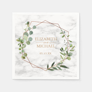 Koper Geometrische Eucalyptus Marmer Bruiloft Serv Servet