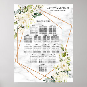 Koper Geometrische witte Floral Marble Seating Poster
