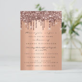 Koper Glitter Druppels Roze Goud Bruiloft 16e Kaart (Staand voorkant)