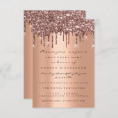 Koper Glitter Druppels Roze Goud Bruiloft 16e Kaart (Voorkant / Achterkant)