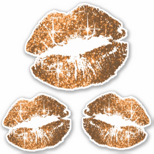 Koper Glitter Lippen - Kiss-Cut Sticker (Voorkant)