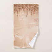 Koper Glitter Rain op Blush Copper Metal Marble Bad Handdoek (Handdoek)