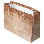 Koper Glitter Rain op Blush Copper Metal Marble Groot Cadeauzakje (Achterkant Gekanteld)