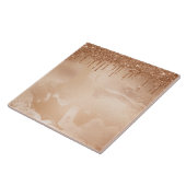 Koper Glitter Rain op Blush Copper Metal Marble Tegeltje (Zijkant)