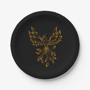 Koper Gold Phoenix rijdt op zwart Papieren Bordje