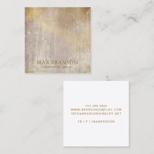 Koper Goud Abstract Sieraden Designer Vierkante Visitekaartje (Voorkant / Achterkant)